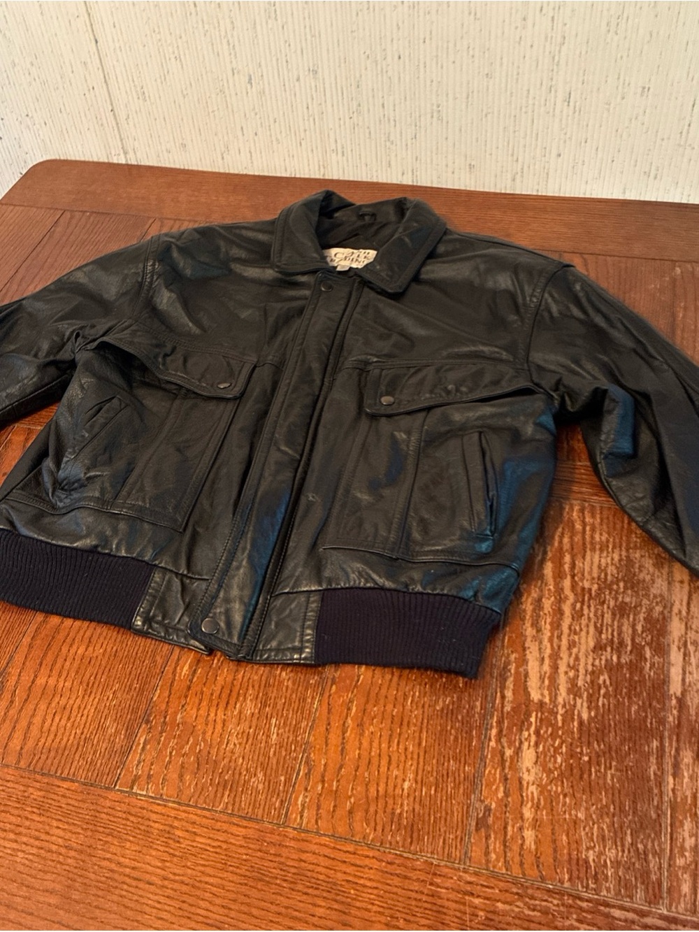 Ash Creek Trading Leather Jacket Men’s M Black Bomber Moto Biker Vintage